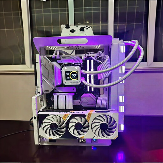 Shuomeiyou open chassis 240/360 water-cooled air-cooled ATX/matx rack graphics card vertically mounted computer host small chassis X6 white chassis (supports small and medium-sized motherboards)