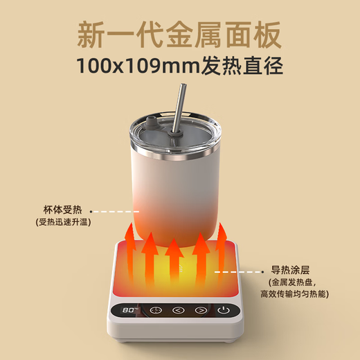 Puzhi Heated Coaster Adjustable Temperature Smart Home Hot Milk Artifact Dormitory Office Constant Temperature 55 Degrees with Cup Warming Cup Base Insulated Coaster Automatic Constant Temperature Coaster Set BD-30 Nordic White Nine-level Constant Temperature + 12h Scheduled Appointment 1L