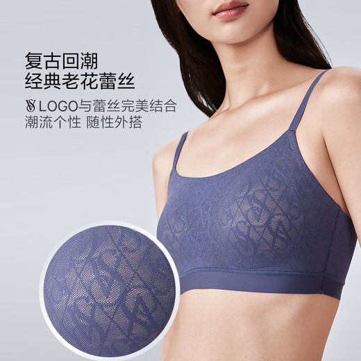 Victoria's Secret 5 Victoria's Secret Classic Classic Logo Presbyterian Lace Back-Current Cup Vest Style Bra Underwear Women's Thin Style 54A2 Classic Black-6630 XS