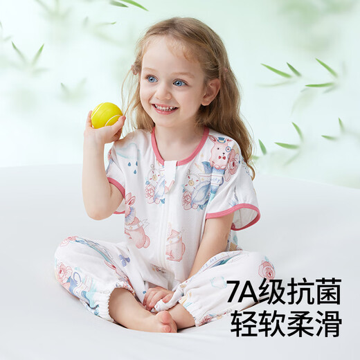 Betis baby sleeping bag spring and autumn bamboo cotton gauze baby pajamas split-leg children's anti-kick sleeping bag front 6 rear 4 Linglu M