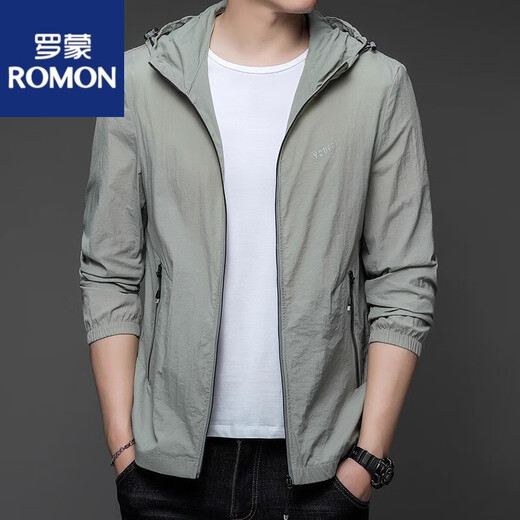Romon (Romon) 2025 Nouveaux vêtements de protection solaire pour hommes de pêche mince d'été masculin extérieur glace à capuche à capuche de protection solaire N9928 Mist Blue M 170 105-120Jin [Jin est égal à 0,5 kg]