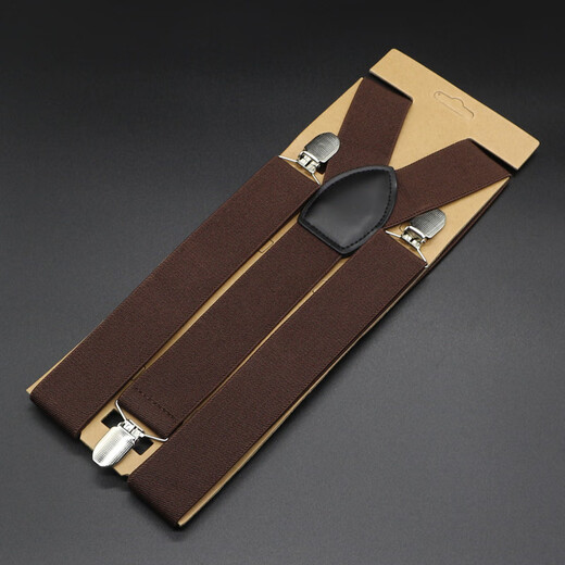 JOYBOKER男士背带夹成人裤子背带西裤吊带西装衬衫吊裤带男式黑色松紧肩带 深咖