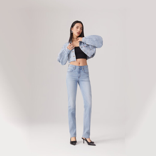 Levi's【商场同款】李维斯25夏新款女724高腰修身直筒牛仔裤18883 浅蓝色 27 (28)