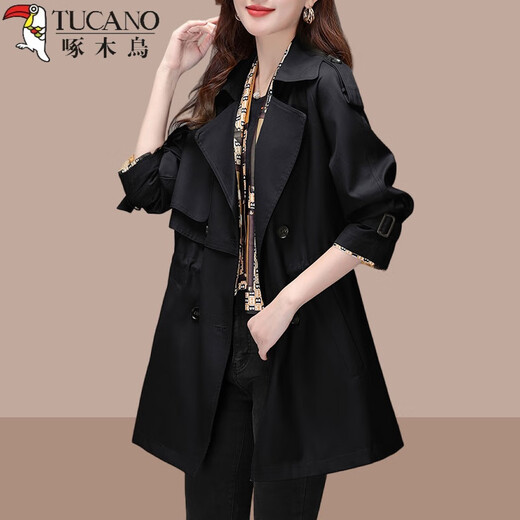 
Woodpecker khaki windbreaker jacket for women mid-length 2025 spring and autumn women's new style small British style coat khaki 2XL (recommended 130Jin [Jin equals 0.5 kg]-145Jin [Jin equals 0.5 kg])