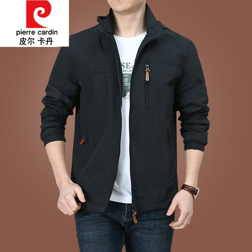 
Pierre cardin outdoor men's jacket autumn and winter 2024 new middle-aged men's autumn tops plus velvet jacket men's spring and autumn thick 9898 black style plus velvet M