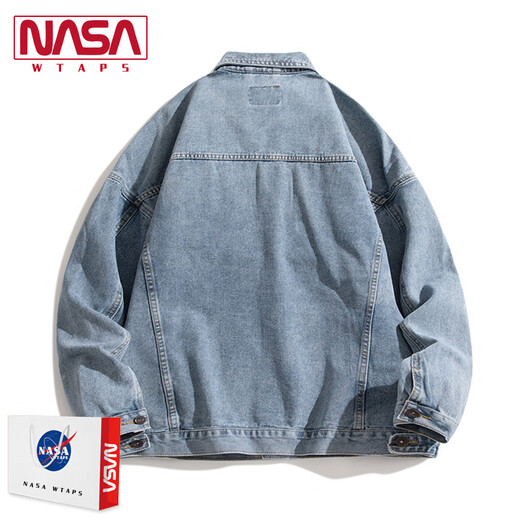 
NASA ABOUT official joint denim jacket men's spring and autumn loose versatile casual jacket work top N250JK826 blue-M