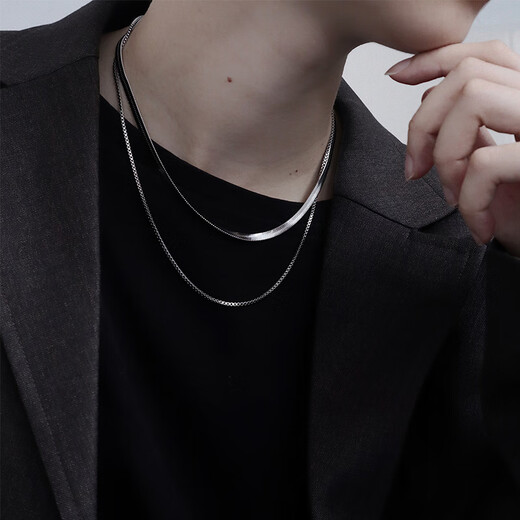 Guanpuge Fat Donglai same style pt950 platinum snake bone chain new platinum snake bone necklace men and women hip hop clavicle chain light luxury women's short chain length 40+9cm