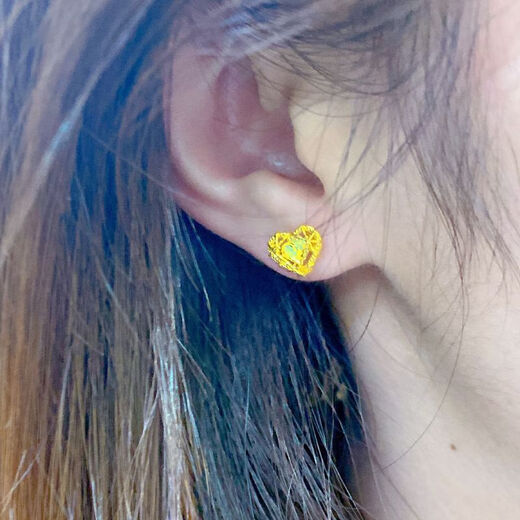 AYD Old Phoenix Gold Store Model 24k Gold Love Filigree Dragon Scale Earrings for Women New 999 Feet 0.01g Heart Earrings