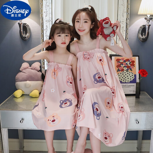 Disney girls suspender nightgown summer thin model modal girl princess style children's pajamas mother and daughter parent-child outfit fairy trend LDE-11304 (cotton gauze set) 12 size [height 115-125CM weight 45Jin [Jin equals 0.5 kg]] 120