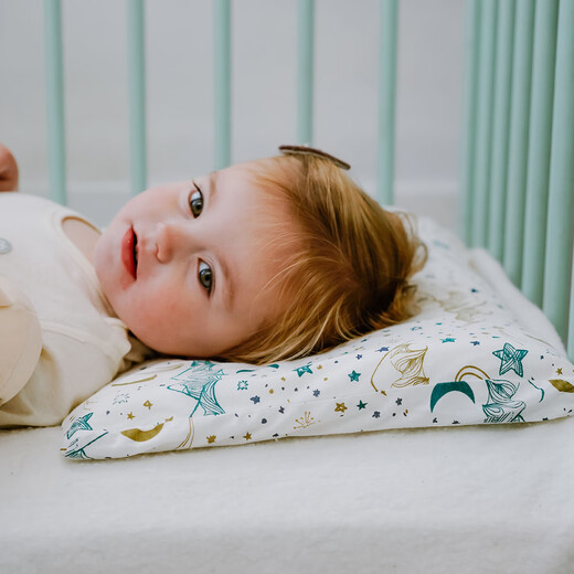 Nest designs children's pillow pillowcase nap pillow wavy neck guard breathable silicone pillow baby bamboo cotton pillowcase 1-3 years old Chuxue (bamboo cotton pillowcase + pillow core)