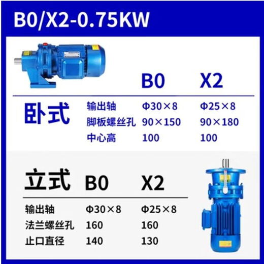 XMSJ摆线针轮减速机BWDXWD卧式行星立式配件全套三相减速电机一体 B0/X2-1.1W轴30/25/11110