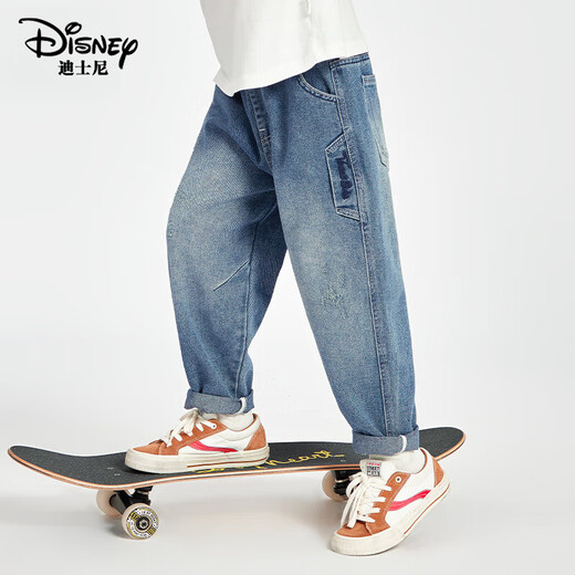 Disney Boys Jeans Spring Children's Coumter Color Line Broidered Casual Casualsers Might Kilds's Fashionable and Eleging Boys Children's Clothes Trend de Denim Bleu 110 cm