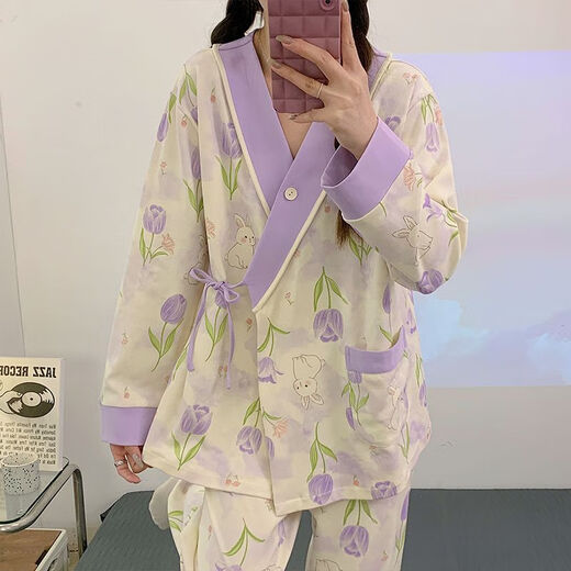 Les femmes enceintes allaitent les vêtements de confinement printemps et automne chinois lacets minces post-partum femmes allaitements pyjamas d'été kimono xxe838 l code (recommandé 85-115 Jin [Jin est égal à 0,5 kg]))