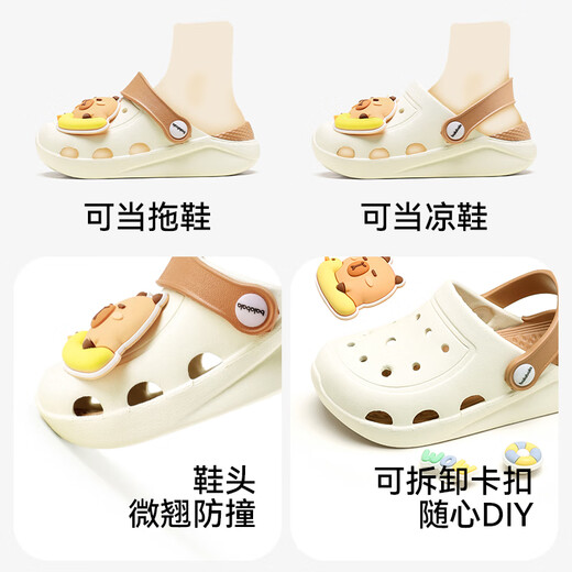 Balabala Baby Croc Shoes 2026 New Summer Girls' Sandals and Slippers Boys' Soft-soled Home Shoes Children's Non-Slip Beach Shoes Pink Rabbit 25 Inner Length 16cm (160) Suitable for Feet 15cm Long