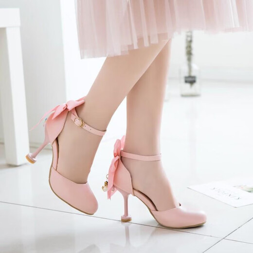 Ye Yu 12 years old cute princess children's sandals girls sandals 10 years old 11 years old girls high heels high stiletto heels super high heels pink 6cm heel 28 / suitable for feet 19cm long