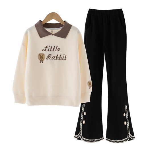 
McTicco Girls Set Fashionable 12-year-old girl 2025 New Spring Big Children Children Girls Fashionable Clothes Autumn Winter Spring Clothes 4882 Sweatshirt 18309 Flag-bottom pants [Set] 170 cm