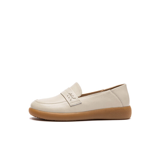 Red Dragonfly Women's Single Chaussures 25 chaussures de cuir noir printemps round orteils d'âge moyen et de chaussures de mère décontractées âgées WJB15810 Bei White 37