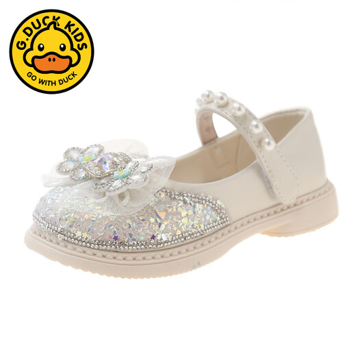 G.duck Girls' Leather Shoes Children's Princess Crystal Shoes 2025 Spring and Autumn New Girls Casual Shoes Rhinestone Girls Performance Shoes Pink 27 Inner Length 16.5CM