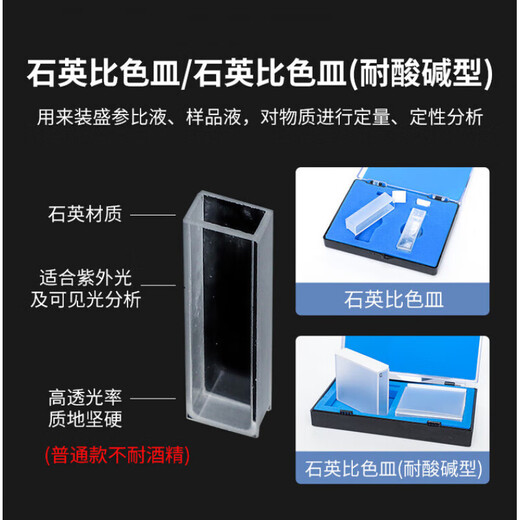 石英比色皿玻璃  751/722 5 10 20 30 40 50 100mm 分光光度计 玻璃10mm 一盒10个