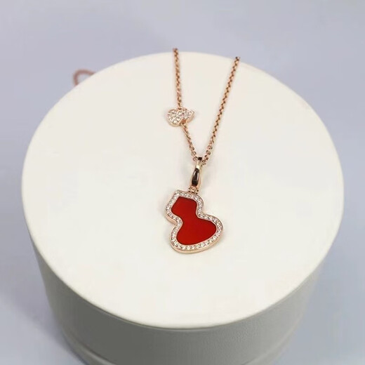 GIOIO Swarovski zirconium unicorn gourd necklace women's high version full diamond agate pendant internet celebrity fashion clavicle same style red agate large size