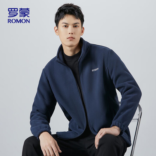 ROMON jacket men's spring and autumn business trend imitation lamb velvet stand collar fleece jacket soft fleece jacket men's AX