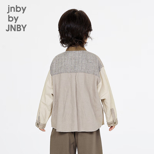 Jnby by JNBY Jiangnan Buyi children's clothing cotton and linen twill shirt loose H-shaped splicing long-sleeved spring boys and girls 1P2210460 053/light gray 160 cm