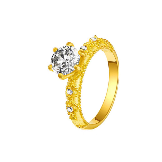 Chinese gold six-claw ring gold pure gold palace style wedding ring versatile gift for girlfriend 38 women's day gift for wife six-claw ring about 1g circle number 18