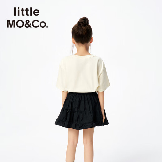Little MO&Co.5A antibacterial children's clothing 25 spring new style boys and girls parent-child clothing pure cotton printed short-sleeved T-shirt off-white 130 130/64