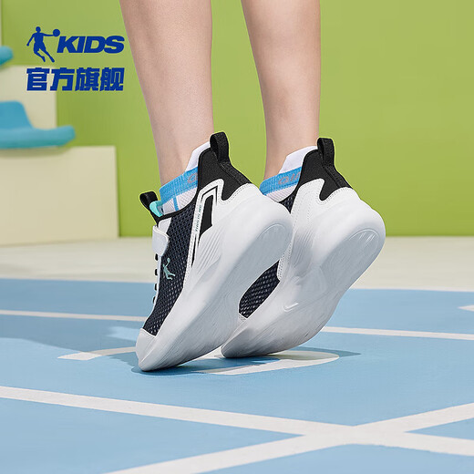 乔丹QIAODAN童鞋儿童运动鞋2025夏季新品男童网面透气轻便经典跑步鞋 沉静蓝/乔丹白 41