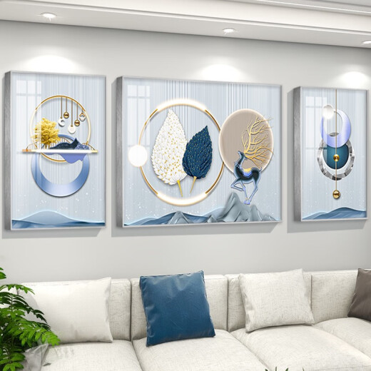 Moderne einfache Wohnzimmersofa Hintergrund Wanddekoration Gemälde Nordisch Licht Luxus -Fernseher -Wand Hanging Malerei Abstraktes Wandbild Txmg12004 Middle 100*70 cm/rechts 50*70 cm für 3 geeignet für 3
