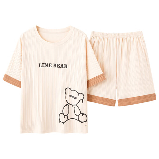 
Cat man summer women's pure cotton cute short sleeve shorts pajamas can be worn outside home clothes GXT6630 L (recommended 95-115 Jin [Jin equals 0.5 kg])