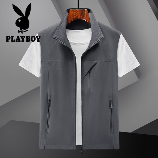 
Playboy 2025 men's thin casual vest spring and autumn breathable horse clip jacket men's quick-drying vest summer knee dark blue XL height (170-175) weight 125-140Jin [Jin equals 0.5 kg]