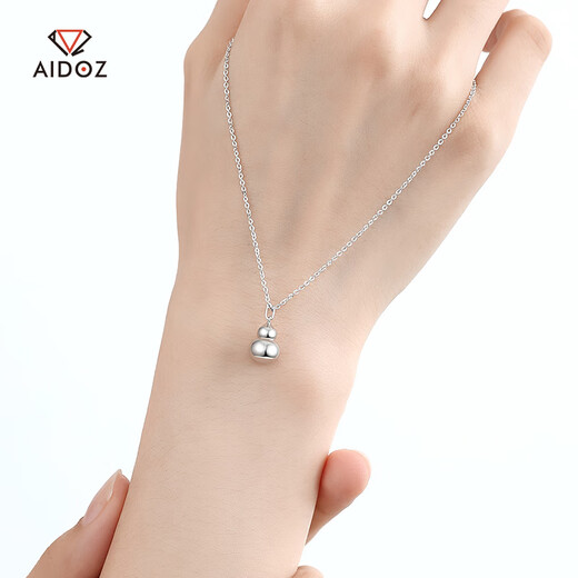 Aido Diamond Premium Platinum Gourd Necklace for Women Fashionable Platinum Fulu Pendant Versatile Chain Set for Gifts Gourd Chain Weight 4.6-4.8g
