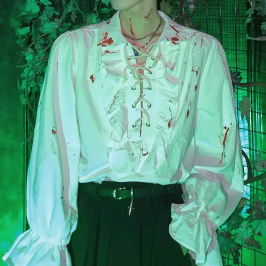 Shaquhe medieval court style French shirt men's dress Halloween dress shirt cos Lolita vampire men's clothing white shirt L 170/88A