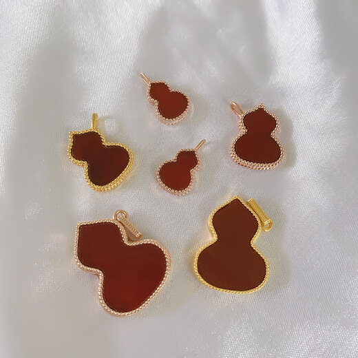 Puli 18K sand gold gourd pendant color gold rose gold plated pendant red agate clavicle chain set chain gift for women 18K gold rose gold (single pendant) small gourd