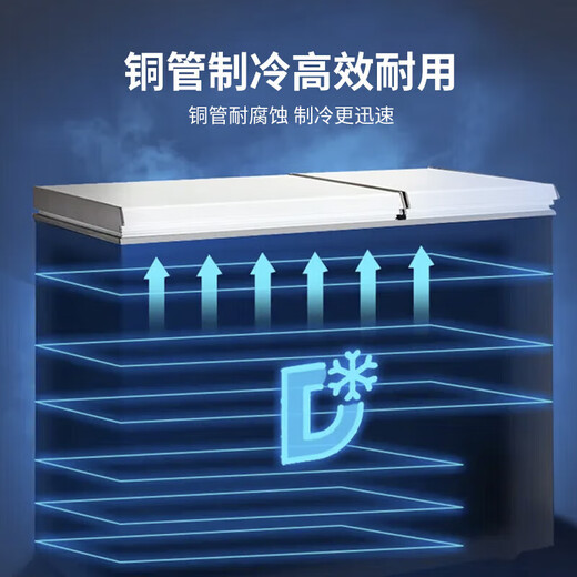 荣事达688商用家用卧式大冷柜大容量 冷藏冷冻转换冰柜商用小型单温冰箱全冷冻柜 一级能效 336升双箱双温冰柜【一级能效】