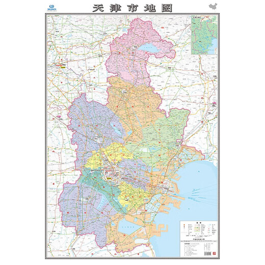 2025 new upgraded version of large format map Tianjin map, size about 1.1 meters * 0.8 meters, folding film, large scale political district map, urban district map, urban map, political district division, urban transportation route, tourism, township information, easy to carry when traveling, China province series map