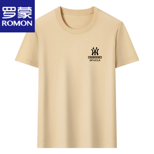 Kurzärmlige T-Shirt von Romon Herren Hälfte der runden Hals halbärmelte Top 2025 Sommer dünn lässiger und modisches cooles T-Shirt-Männer-Kurzärmely YW9929 Gray M 165 suggeriert 90-120jin [Jin gleich 0,5 kg]