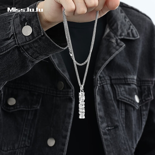 Miss JuJu pt950 platinum dragon column pendant men's fine platinum relief pendant + with platinum rope chain (total weight 72-74 grams)