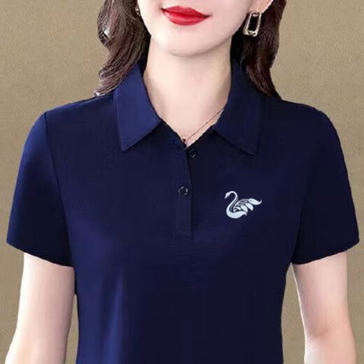 贝吉棋大码妈妈装夏季品质POLO上衣短袖新款运动休闲宽松翻领 粉色-6623 XL (建议110-125斤)