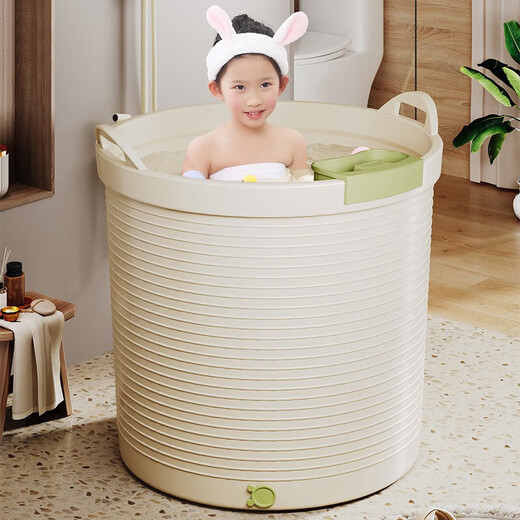 Temperature-sensitive children's bath bucket, large-size baby bath bucket, household baby swimming bucket, bidet, sky blue large-size [luxury]