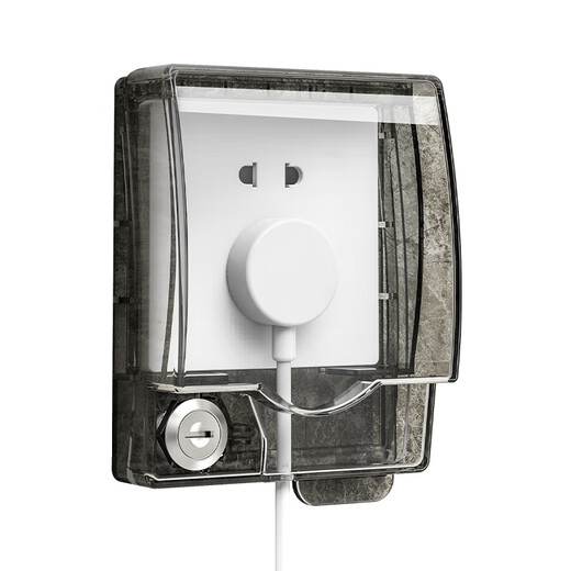 LSNUO socket waterproof cover socket protective cover children's anti-shock with lock fully surrounded and heightened socket waterproof box splash-proof box fully surrounded protection heightened with lock black and transparent