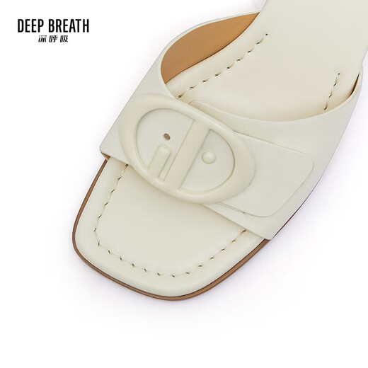 DEEP BREATH深呼吸女鞋法式露趾GD扣优雅气质凉鞋拖鞋AX14108 白 34