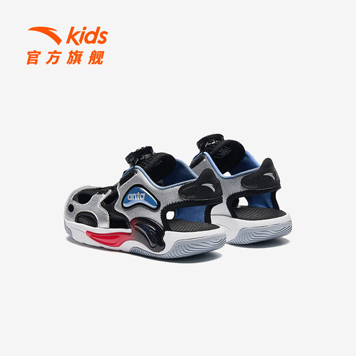 ANTA Children's Sandals Boys' Shoes 2026 Summer New Arrival Jellyfish Shoes Knob Outdoor Non-Slip Toe Beach Shoes Silver/Black-1 28