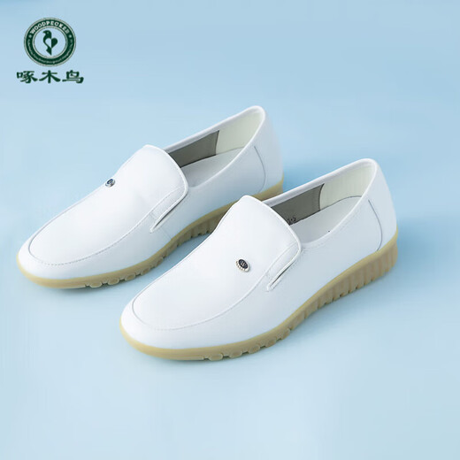 Zapatos de enfermería de carpintero zapatos para hombres zapatos de doctor blanco tacón plano tendón tendón suela de trabajo suave zapatos de trabajo primavera y primavera zapatos individuales transpirables para hombres zapatos de cuero 683 [otoño e invierno más terciopelo] 44