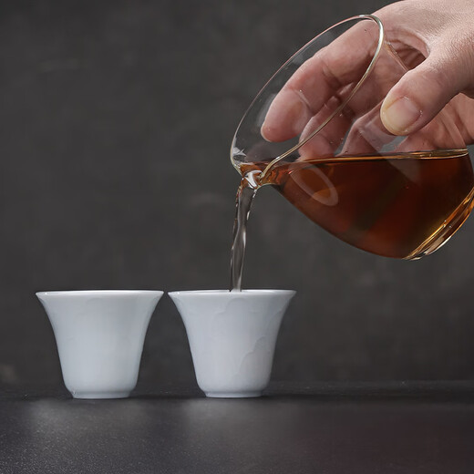 Jingdezhen (jdz) ceramic shadow green carved tea set complete set of Chinese covered bowl set for home office high-end National Day gifts employee benefits