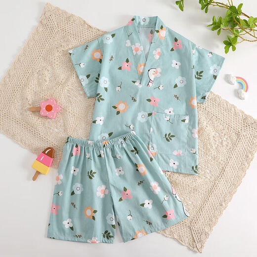 Shantou Lincun steaming suit for children 3 to 6 years old, baby and children's steaming suit, cotton bathing suit for boys and girls, cartoon pajamas, home clothes, bear wearing overalls XS