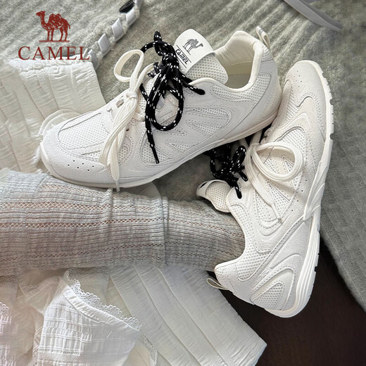 骆驼（CAMEL）薄底鞋女流年复古休闲运动耐磨德训鞋子 K25B09L7031 象牙白 38