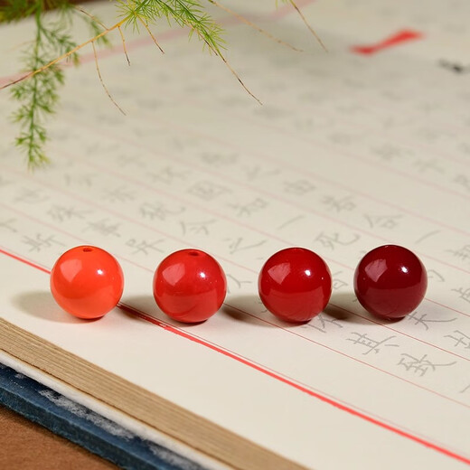 Xiyinfu Coral Loose Beads, Single Beads, Round Beads, Dark, Orange Large Particle Multi-treasure Bracelet, 108 Buddha Beads Bracelet Accessories, Momo Orange Red, 8MM Single Beads