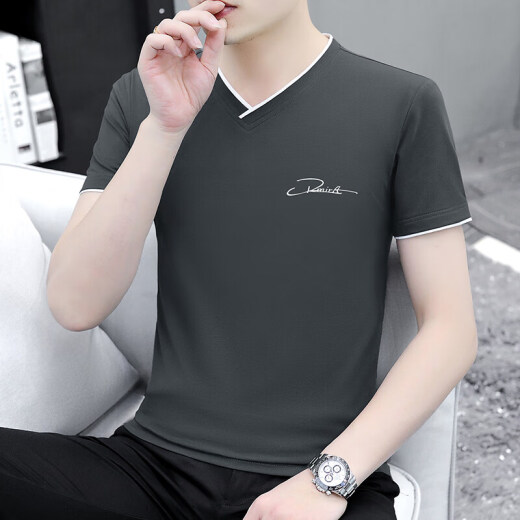 Yimengto Yimen Camel Kurzarm T-Shirt Herren Sommer V-Ausschnitt mit halbärmeligem T-Shirt Hühnchen-Herzkreis T-Shirt Herren Sommer-Sweatshirt Top Herren D7029 White M.